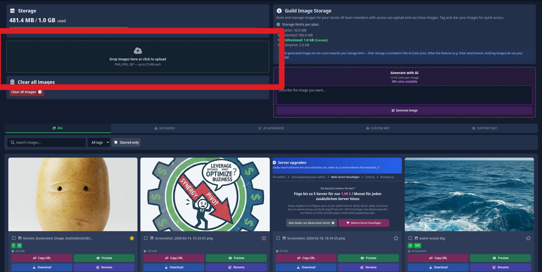 Screenshot demonstrating how to drag and drop or select files to upload